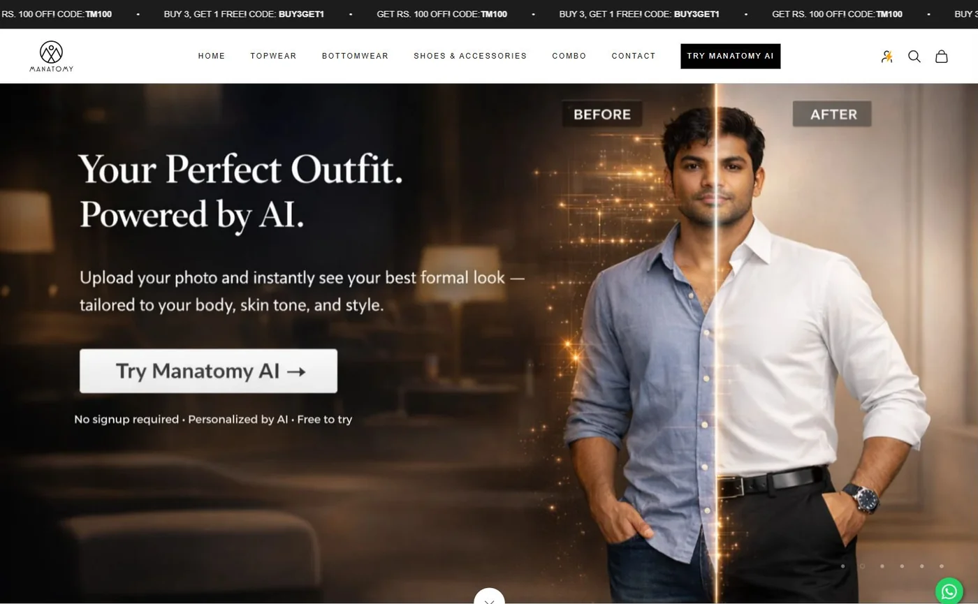 The Manatomy Shopify menswear storefront homepage